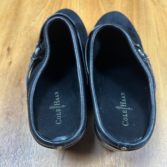 Cole Haan NikeAir Womens Black Leather Suede Wedge Mule Clogs . Sz 6B - Picture 7 of 15